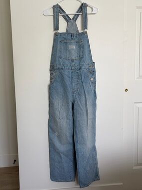 Levi's Distressed Light Blue Denim Overalls Jumpsuit